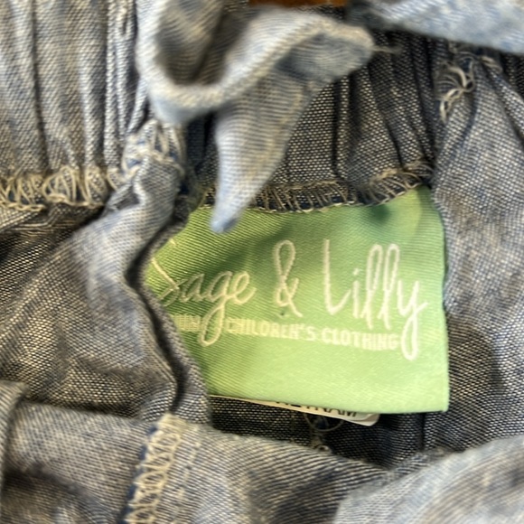 Sage & Lilly chambray ruffles shortalls short overall romper - Picture 3 of 6